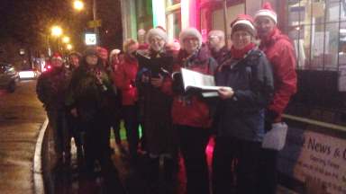 Festive street performance in Silsden, December 2017 Festive street performance in Silsden, December 2017